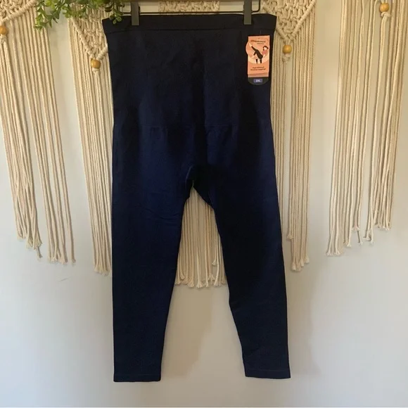 SHAPERMINT Women’s High Waisted Shaping Smoothing Leggings Navy Blue Size 2XL - Picture 2 of 12